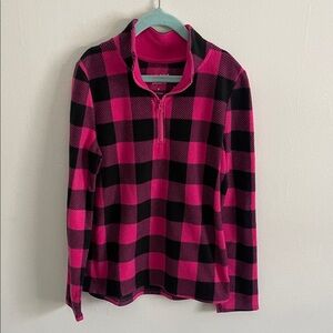 Pink and Black Plaid Half-Zip Pullover Girls Size 8